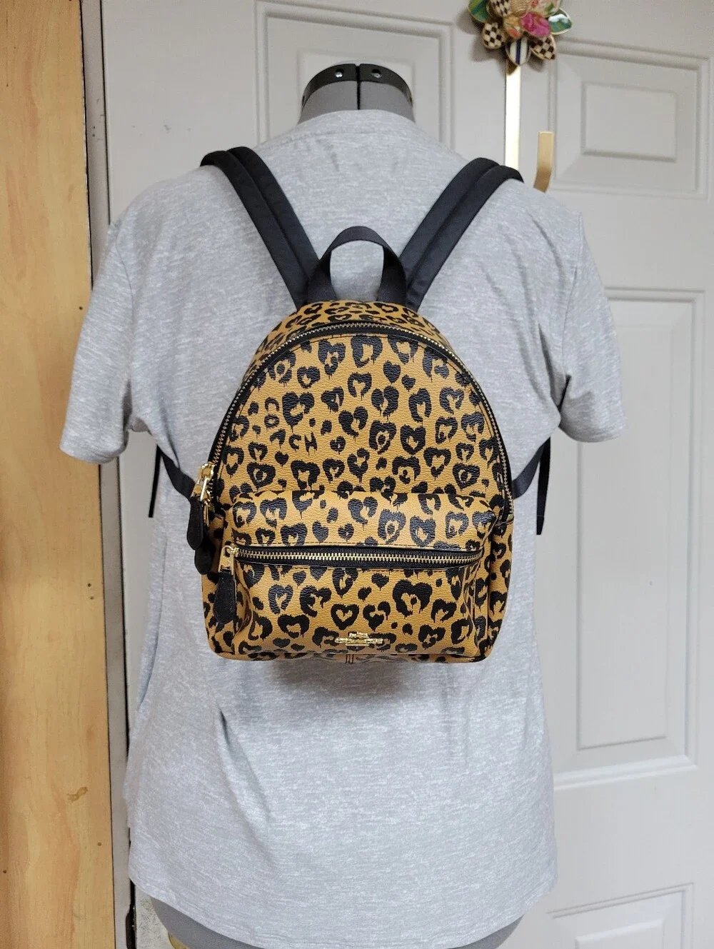 Coach Mini Charlie Backpack in Wild Heart Leopard Print
